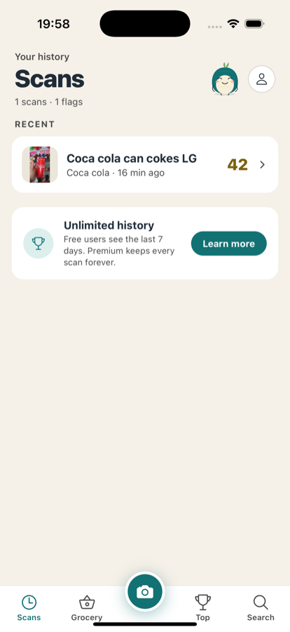 Scan history